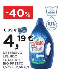 Bio Presto - Detersivo Liquido Total 4+1 Bio Presto - Detersivo Liquido Total 4+1