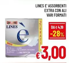Lines - E' Assorbenti Extra Con Ali