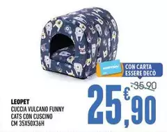 Leopet - Cuccia Vulcano Funny Cats Con Cuscino