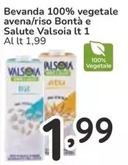 Valsoia - Bevanda 100% Vegetale Avena/Riso Bontà E Salute
