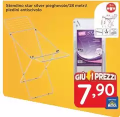 Star - Stendino  Silver Pieghevole/18 Metri/ Piedini Antiscivolo