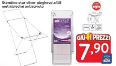 Star - Stendino  Silver Pieghevole/18 Metri/piedini Antiscivolo
