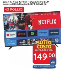 Nova - Smart Tv  43" Full Hd/Led/ Android 14/Ingresso Hdm/Blueototh/Dvt-2/Dvb-S2