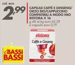 Ristora - Capsule Caffè E Ginseng/Orizo Bio/Capuccino Compatibili A Modo Mio Ristora - Capsule Caffè E Ginseng/Orizo Bio/Capuccino Compatibili A Modo Mio