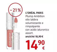 L'Oreal - Plump Ambition Olio Labbra Volumizzante E Rimpolpante Con Acido Ialuronico Assort. Anziché