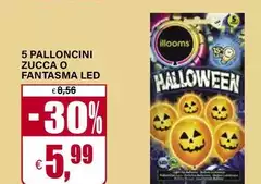 5 Palloncini Zucca O Fantasma Led 