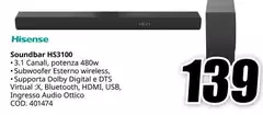 Hisense - Soundbar HS3100