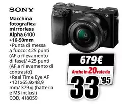 Sony - Macchina Fotografica Mirrorless Alpha 6100 +16-50mm