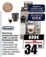 De Longhi - Macchina Automatica Per Caffè In Chicchi EXAM40.55.BG De Longhi - Macchina Automatica Per Caffè In Chicchi EXAM40.55.BG