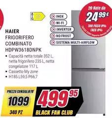 Haier - Frigorifero Combinato HDPW3618DNPK Haier - Frigorifero Combinato HDPW3618DNPK