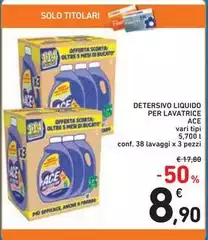 Ace - Detersivo Liquido Per Lavatrice Ace - Detersivo Liquido Per Lavatrice