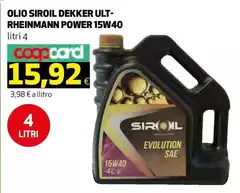 Olio Siroil Dekker Ult-Rheinmann Power 15W40 Olio Siroil Dekker Ult-Rheinmann Power 15W40