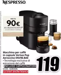 Nespresso - Macchina Per Caffè In Capsule Vertuo Pop Aeroccino ENV90.BAE Nespresso - Macchina Per Caffè In Capsule Vertuo Pop Aeroccino ENV90.BAE