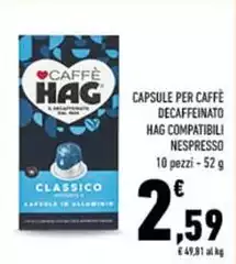 Hag - Capsule Per Caffè Decaffeinato Compatibili Nespresso Hag - Capsule Per Caffè Decaffeinato Compatibili Nespresso