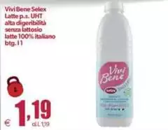 Selex - Vivi Bene Latte P.S. UHT Alta Digeribilità Senza Lattosio Latte 100% Italiano