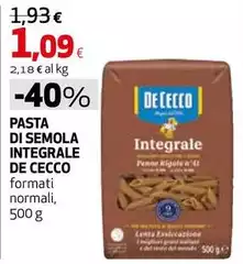 De Cecco - Pasta Di Semola Integrale De Cecco - Pasta Di Semola Integrale