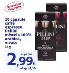 Pellini - 10 Capsule Caffè Espresso Miscela 100% Arabica, Vivace Pellini - 10 Capsule Caffè Espresso Miscela 100% Arabica, Vivace