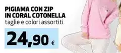Coral - Pigiama Con Zip In  Cotonella