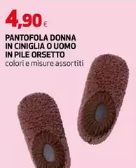 Orsetto - Pantofola Donna In Ciniglia O Uomo In Pile