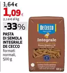 De Cecco - Pasta Di Semola Integrale De Cecco - Pasta Di Semola Integrale
