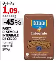 De Cecco - Pasta Di Semola Integrale De Cecco - Pasta Di Semola Integrale