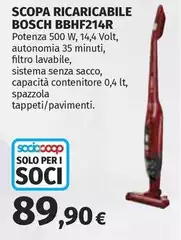Bosch - Scopa Ricaricabile Bbhf214r Bosch - Scopa Ricaricabile Bbhf214r