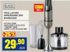 Black & Decker - Frullatore Immersione 3in 1 Bxh8a1200