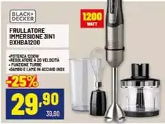 Black & Decker - Frullatore Immersione 3in 1 Bxhba1200