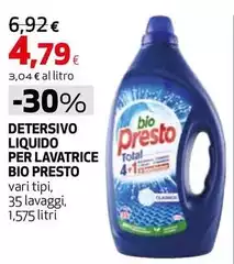 Bio Presto - Detersivo Liquido Per Lavatrice Bio Presto - Detersivo Liquido Per Lavatrice