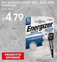 Energizer - Pile Ultimate Lithium 2032, 2025, 2016