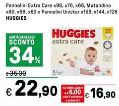 Huggies - Pannolini Extra Care, Mutandino O Pannolini Unistar  Huggies - Pannolini Extra Care, Mutandino O Pannolini Unistar