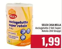 Selex - Asciugatutto 2 Veli Super Rotolo 200 Strappi