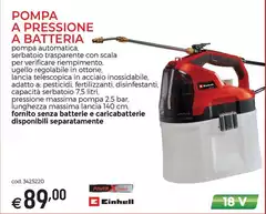 Einhell - Pompa A Pressione A Batteria Einhell - Pompa A Pressione A Batteria