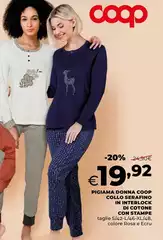 Coop - Pigiama Donna  Collo Sebavino In Interlock Con Stampe
