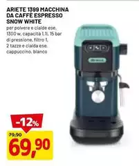 Ariete - 1399 Macchina Da Caffè Espresso Snow White