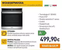 Whirlpool - WOI4IS8PM0SXA Forno Multifunzione Pizza 310°C Con Pulizia Pirolitica