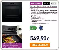 Bosch - HRG532BB3 Serie 4 60 Cm Forno Con Impulsi Di Vapore Da Incasso Bosch - HRG532BB3 Serie 4 60 Cm Forno Con Impulsi Di Vapore Da Incasso