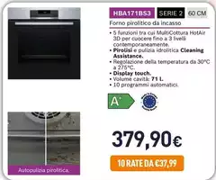 Bosch - HBA171BS3 Serie 2 60 Cm Forno Pirolitico Da Incasso Bosch - HBA171BS3 Serie 2 60 Cm Forno Pirolitico Da Incasso