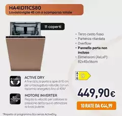 Hotpoint - HA4ID11CS80 Lavastoviglie 45 Cm A Scomparsa Totale Hotpoint - HA4ID11CS80 Lavastoviglie 45 Cm A Scomparsa Totale