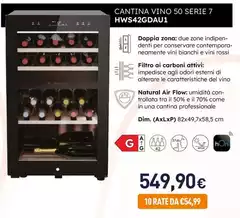Haier - Wine Bank 50 Serie 7 HWS42GDAU1 Cantinetta Vino Con Compressore Libera Installazione Nero 42 Bottiglia/bottiglie Haier - Wine Bank 50 Serie 7 HWS42GDAU1 Cantinetta Vino Con Compressore Libera Installazione Nero 42 Bottiglia/bottiglie