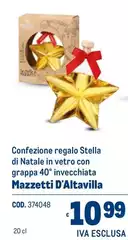 Stella - Confezione Regalo Di Natale In Vetro Con Grappa 40° Invecchiata Mazzetti D'altavilla Stella - Confezione Regalo Di Natale In Vetro Con Grappa 40° Invecchiata Mazzetti D'altavilla