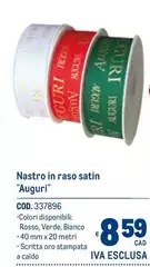 Oro - Nastro In Raso Satin "augurt" Cod. 337896 Oro - Nastro In Raso Satin "augurt" Cod. 337896