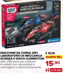 Clementoni - Macchine Da Corsa 2in 1 Laboratorio Di Meccanica Scienza E Gioco