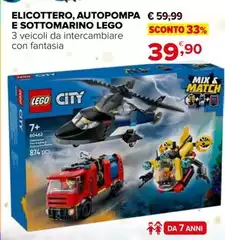 Lego - Elicottero, Autopompa E Sottomarino Lego - Elicottero, Autopompa E Sottomarino