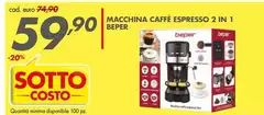 Beper - Macchina Caffè Espresso 2 In 1