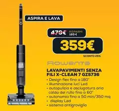 Rowenta - Lavapavimenti Senza Fili X-Clean 7 GZ5736 Rowenta - Lavapavimenti Senza Fili X-Clean 7 GZ5736