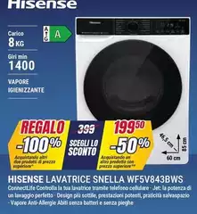 Hisense - Lavatrice Snella WF5V843BWS Hisense - Lavatrice Snella WF5V843BWS