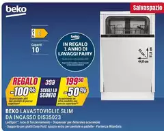 Beko - Lavastoviglie Slim Da Incasso DIS35023