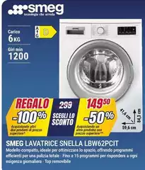 Smeg - Lavatrice Snella LBW62PCT Smeg - Lavatrice Snella LBW62PCT