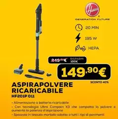 Hoover - Aspirapolvere Ricaricabile HF201P 011